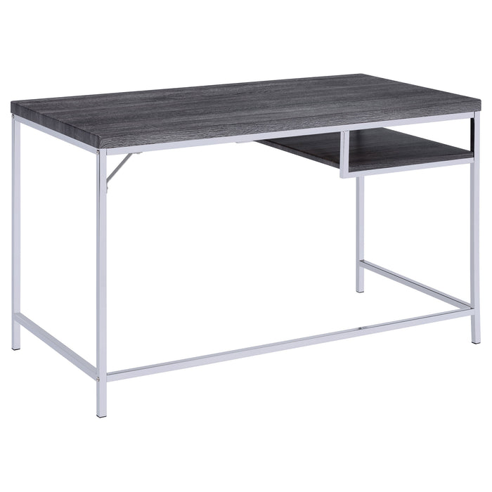 Kravitz Rectangular Writing Desk Weathered Grey and Chrome