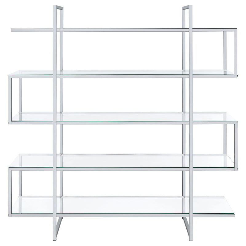Elmer 63-inch 5-shelf Bookshelf Clear and Chrome