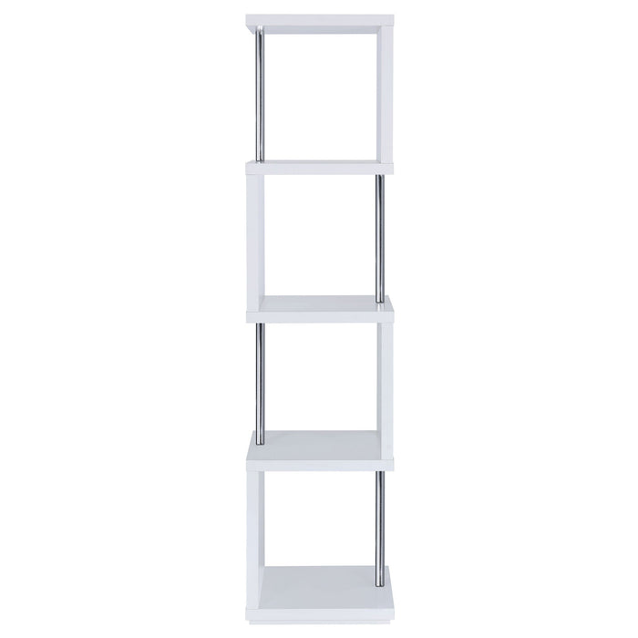 Baxter 4-shelf Bookcase White and Chrome