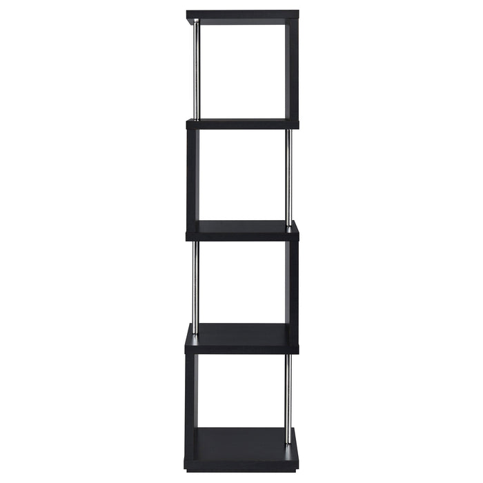 Baxter 4-shelf Bookcase Black and Chrome