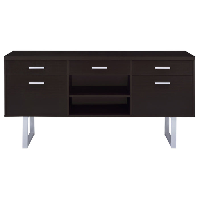 Lawtey 5-drawer Credenza with Adjustable Shelf Cappuccino