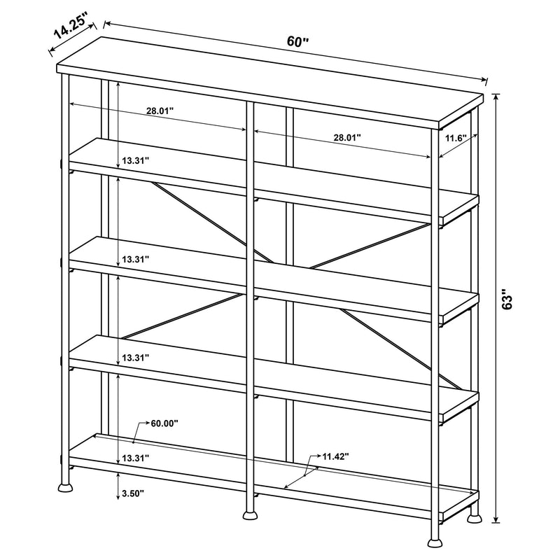 Analiese 63-inch 4-shelf Double Bookshelf