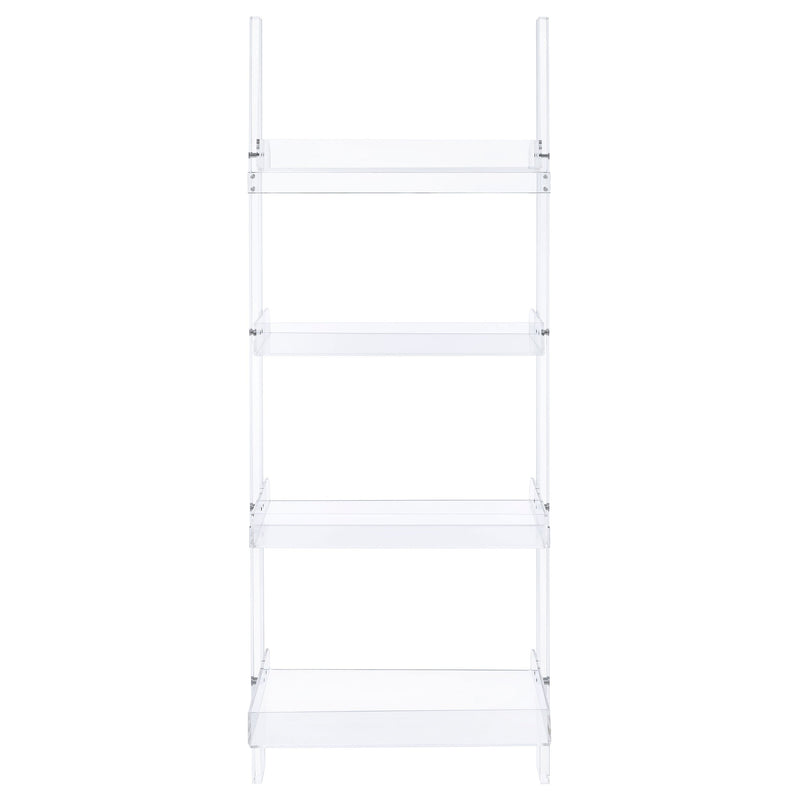 Amaturo 72-inch 4-shelf Acrylic Ladder Bookshelf Clear