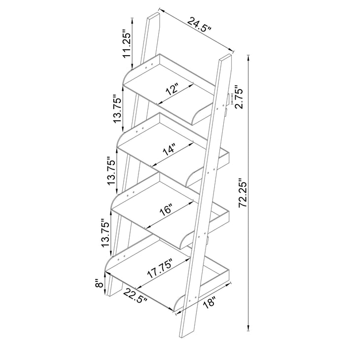 Amaturo 4-shelf Ladder Bookcase Clear