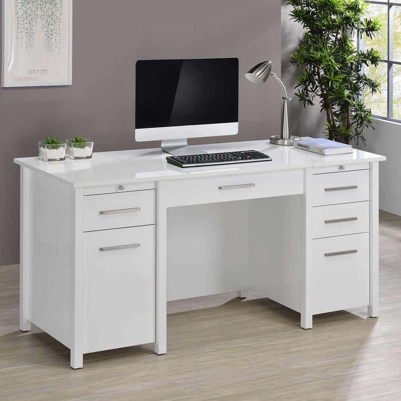 Dylan 60-inch 4-drawer Lift Top Office Desk High Gloss