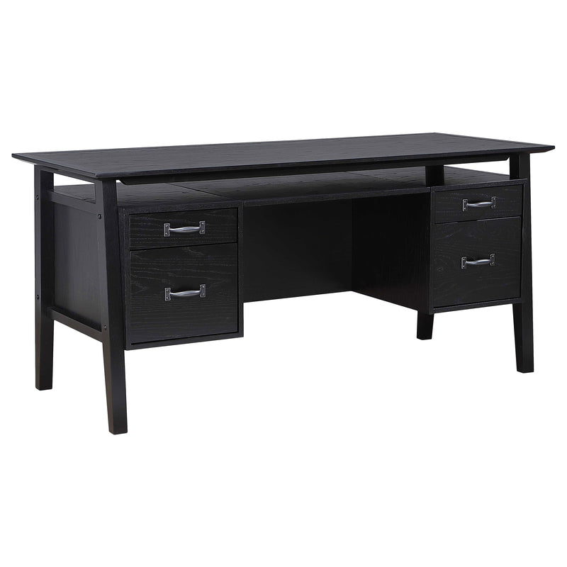 Escritorio de ordenador de doble pedestal con 4 cajones Goodson de 64 pulgadas, color negro