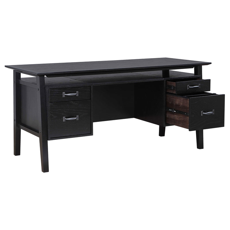 Escritorio de ordenador de doble pedestal con 4 cajones Goodson de 64 pulgadas, color negro
