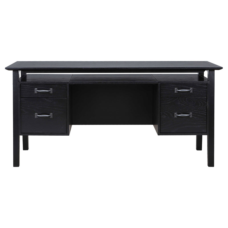 Escritorio de ordenador de doble pedestal con 4 cajones Goodson de 64 pulgadas, color negro