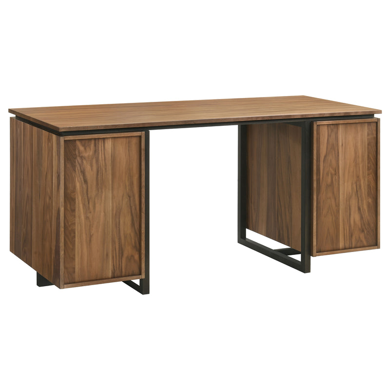 Escritorio para computadora con archivador de doble pedestal de 6 cajones Berhalter