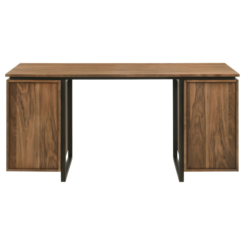 Escritorio para computadora con archivador de doble pedestal de 6 cajones Berhalter