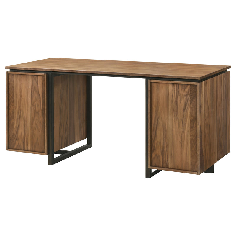 Escritorio para computadora con archivador de doble pedestal de 6 cajones Berhalter