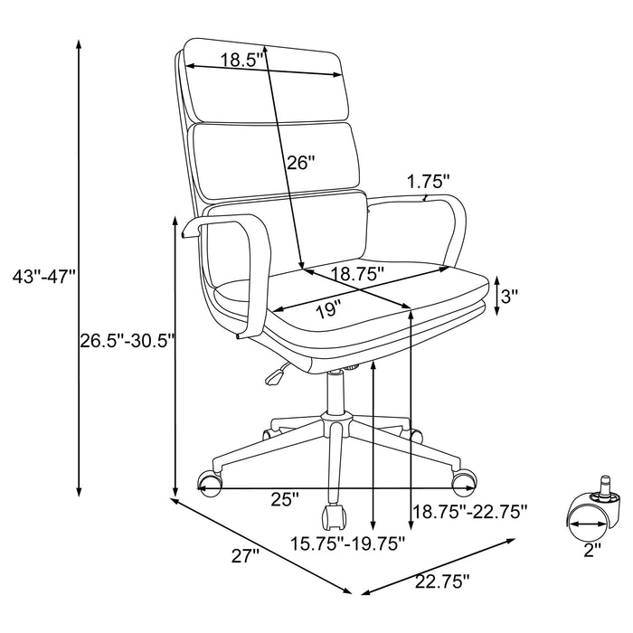 Ximena Upholstered Adjustable High Back Office Chair White