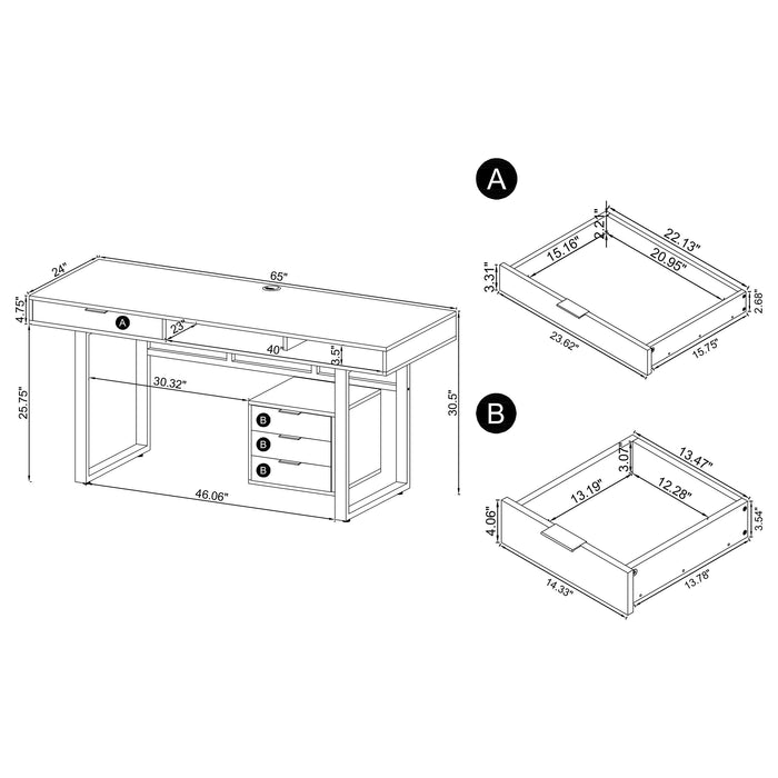 Whitman 4-drawer Writing Desk Weathered Grey