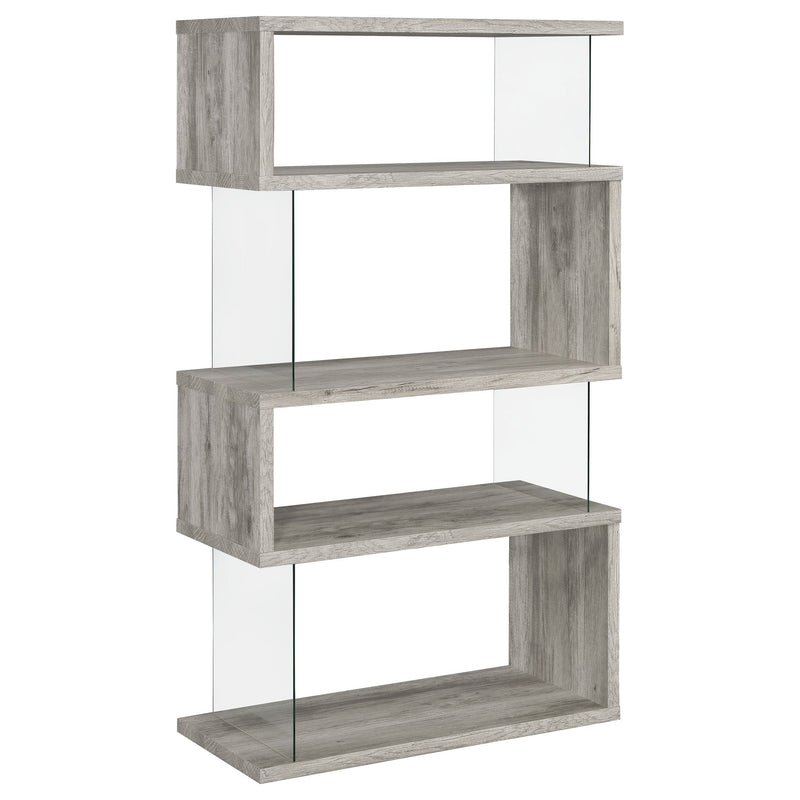 Emelle 63-inch 4-shelf Glass Panel Bookshelf