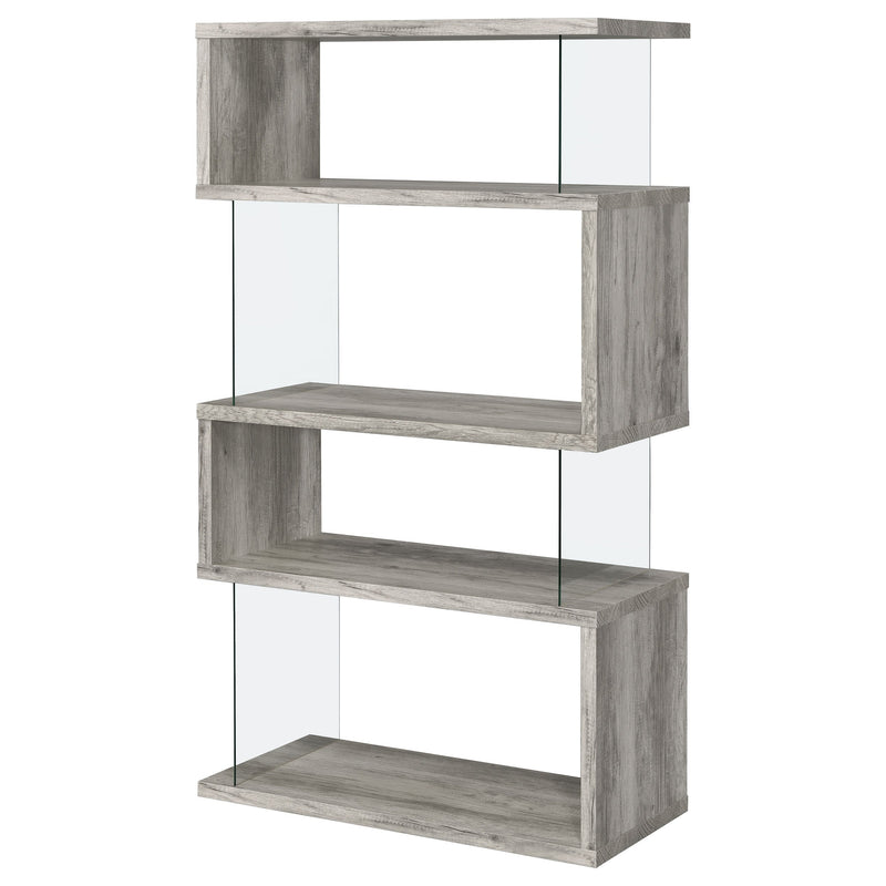 Emelle 63-inch 4-shelf Glass Panel Bookshelf