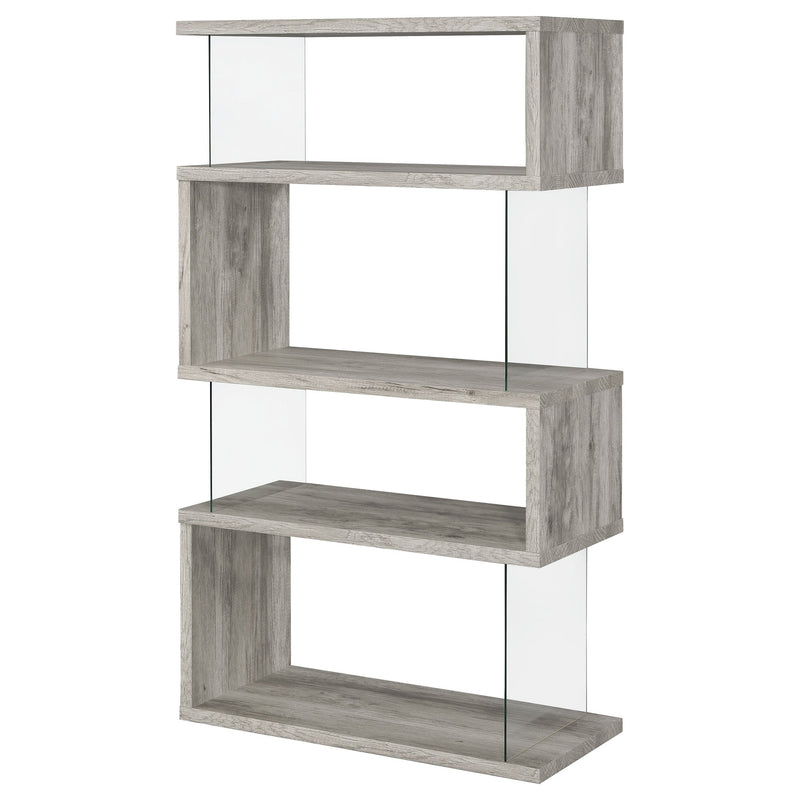 Emelle 63-inch 4-shelf Glass Panel Bookshelf