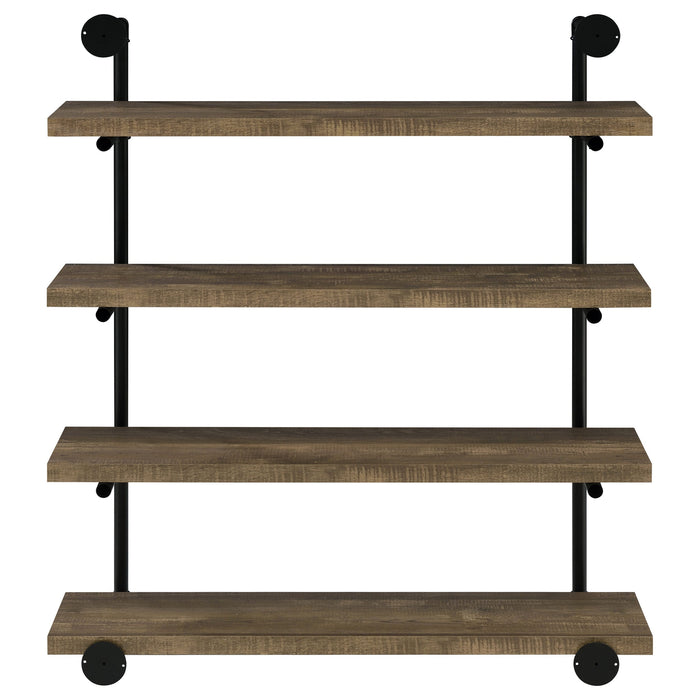 Elmcrest 40-inch Wall Shelf Black and Rustic Oak