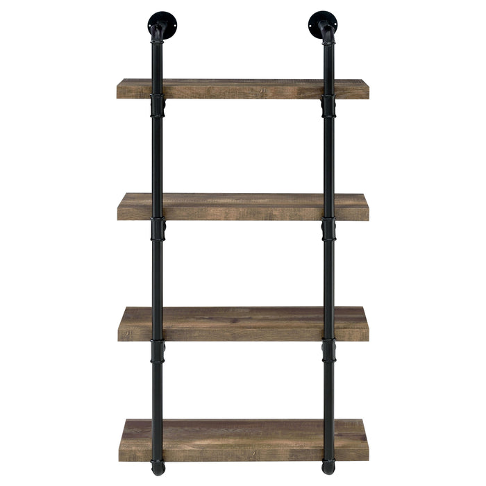 Elmcrest 24-inch Wall Shelf Black and Rustic Oak