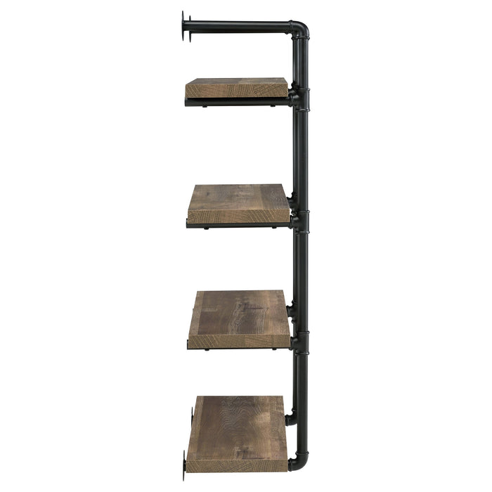 Elmcrest 24-inch Wall Shelf Black and Rustic Oak