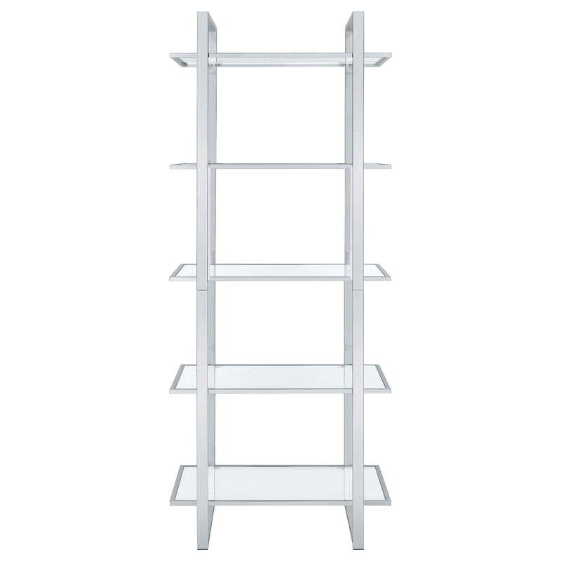 Hartford 79-inch 5-shelf Glass Bookshelf Chrome