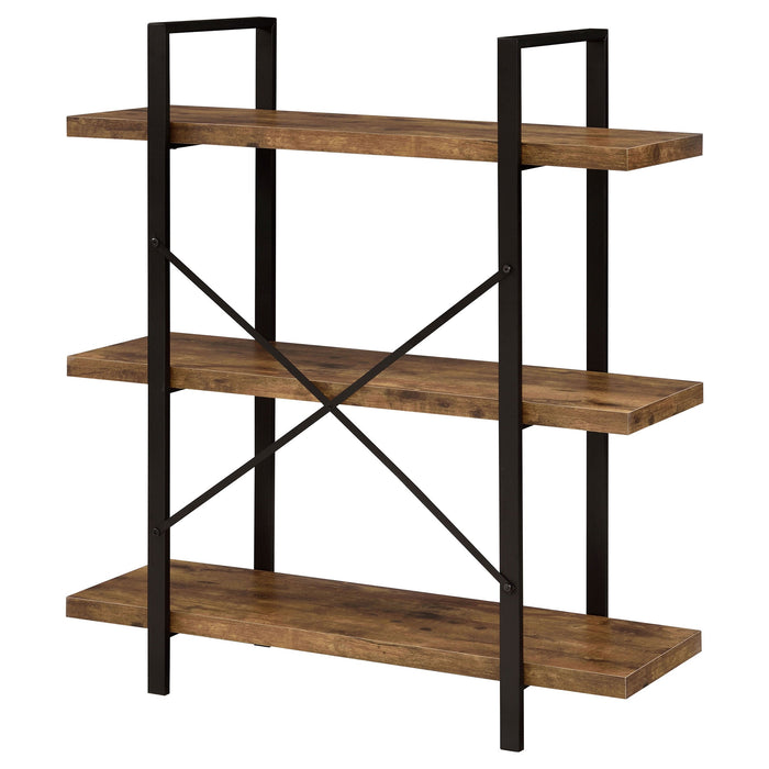 Cole 3-Shelf Bookcase Antique Nutmeg and Black