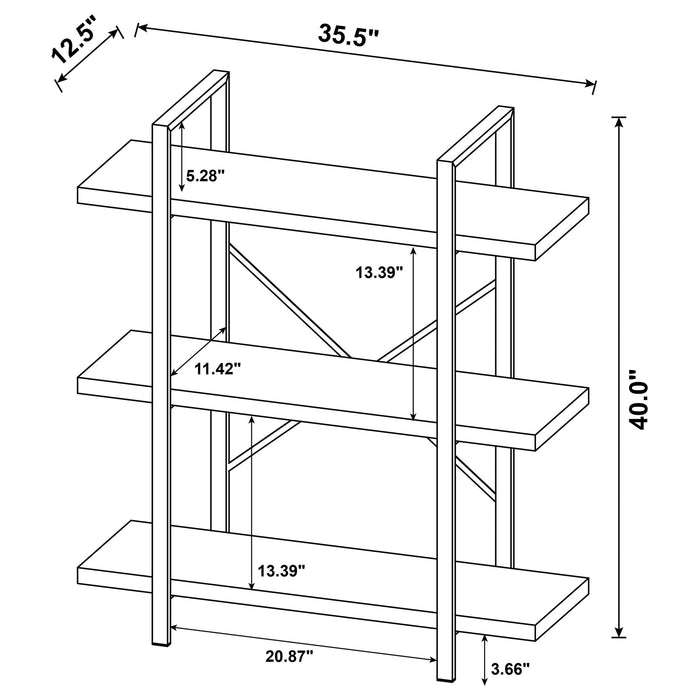 Cole 3-Shelf Bookcase Antique Nutmeg and Black