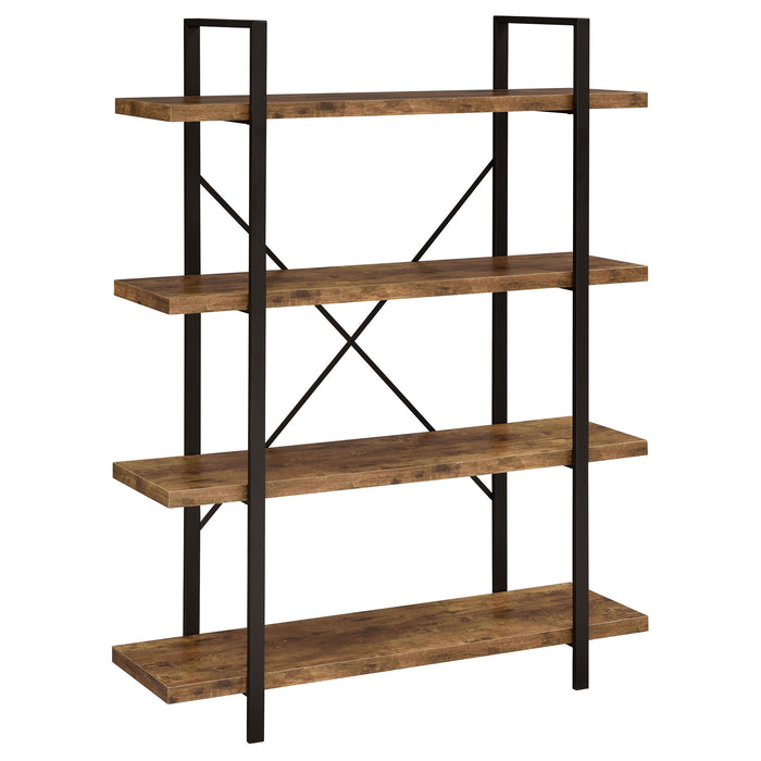 Cole 4-Shelf Bookcase Antique Nutmeg and Black