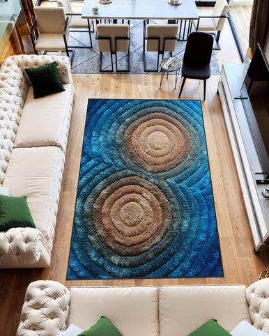 3D SHAGGY Rug Design 879 Blue 5x8 (5'2x7'5