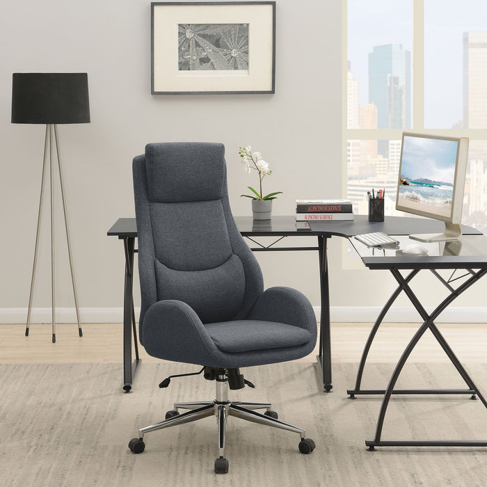 Cruz Upholstered Office Chair with Padded Seat Grey and Chrome