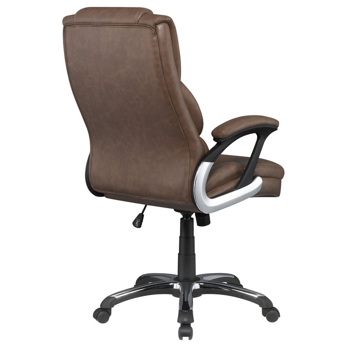 Nerris Adjustable Height Office Chair with Padded Arm Brown and Black