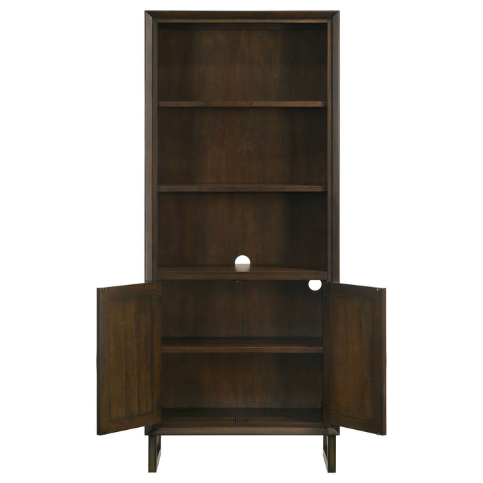 Marshall 5-shelf Bookcase With Storage Cabinet Dark Walnut and Gunmetal