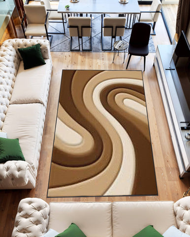 3D SHAGGY Rug Design 882 Brown-Beige 5x8 (5'2x7'5