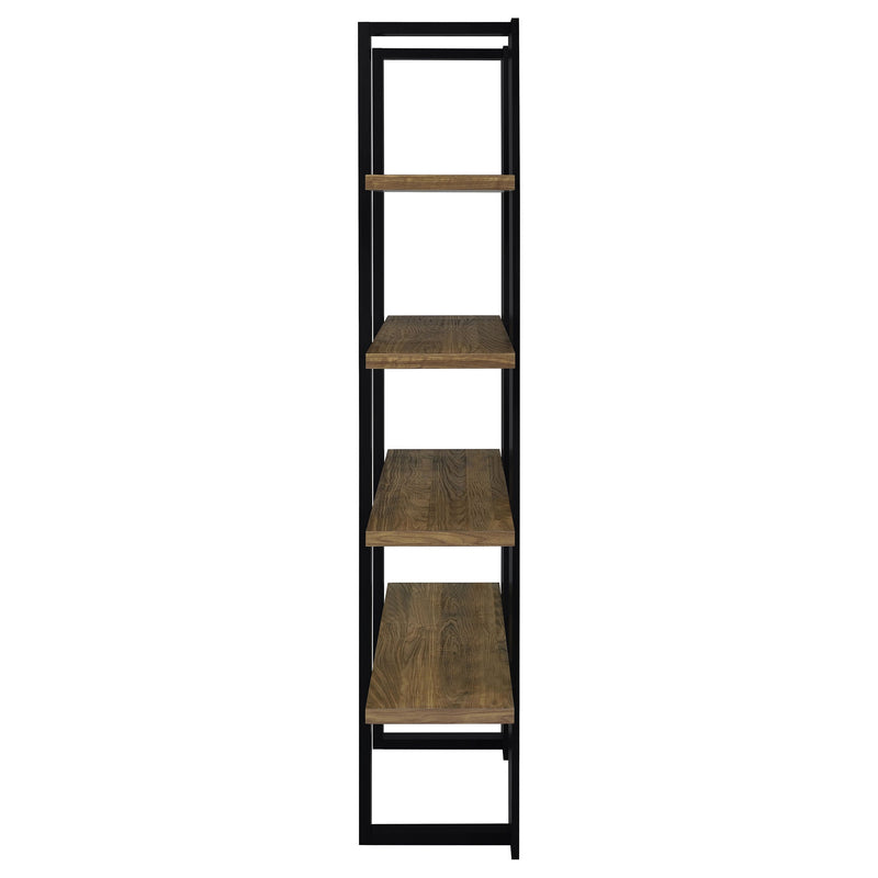Danbrook 71-inch 4-shelf Bookshelf Black and Aged Walnut