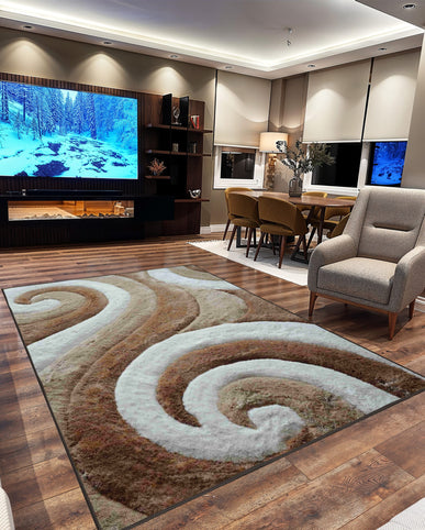 3D SHAGGY Rug Design 886 Brown 5x8 (5'2x7'5