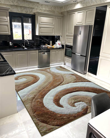 3D SHAGGY Rug Design 886 Red-Beige 5x8 (5'2x7'5