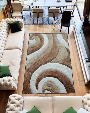 3D SHAGGY Rug Design 886 Beige 5x8 (5'2x7'5