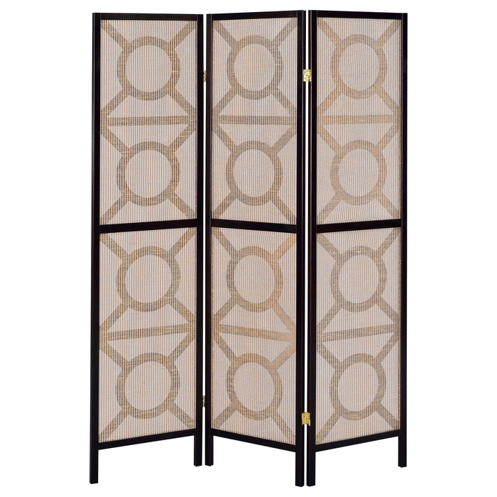 Vulcan 3-panel Geometric Folding Screen Tan and Cappuccino