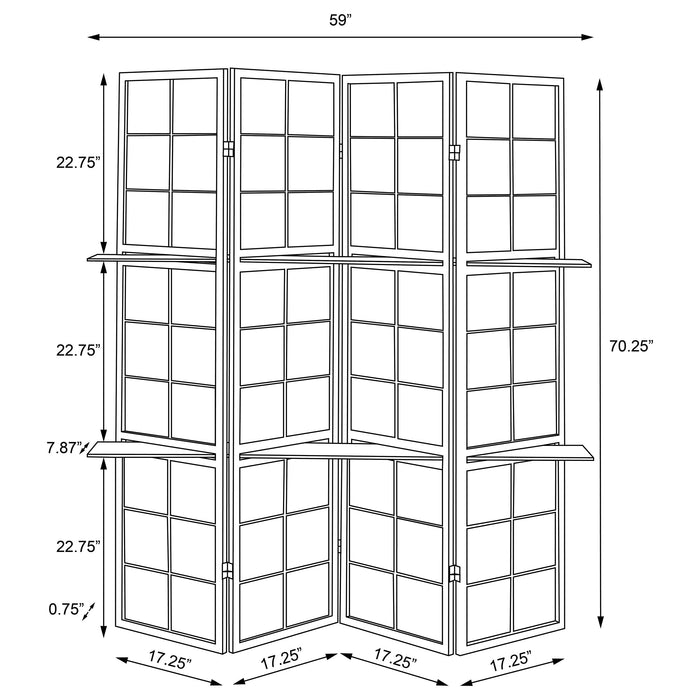 Iggy 4-Panel Room Divider Folding Shoji Screen Cappuccino