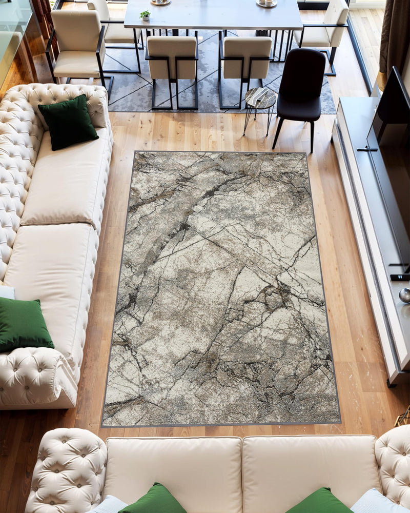 AURORA Rug DESIGN 90018 Grey 2x8 Runner (2'6x7'9")"
