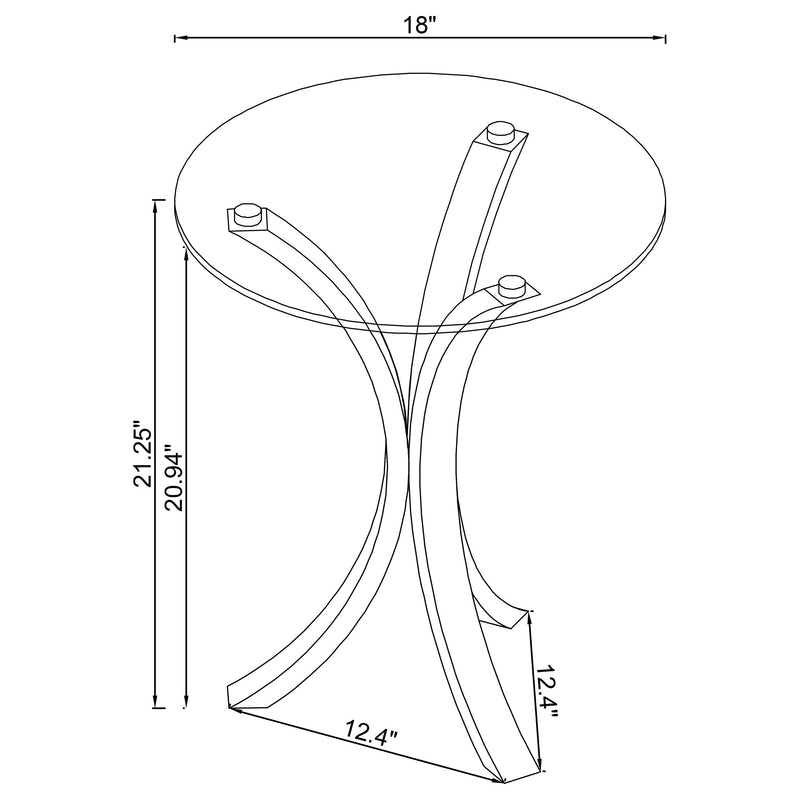 Mesa auxiliar Laning de acrílico con tapa de cristal redonda y transparente