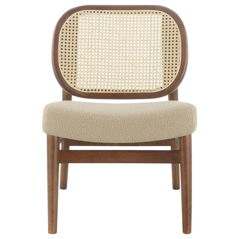 Sillón decorativo Rayo Rattan con respaldo de caña y asiento acolchado