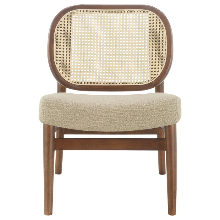 Rayo Rattan Cane Back Accent Chair with Padded Seat Black