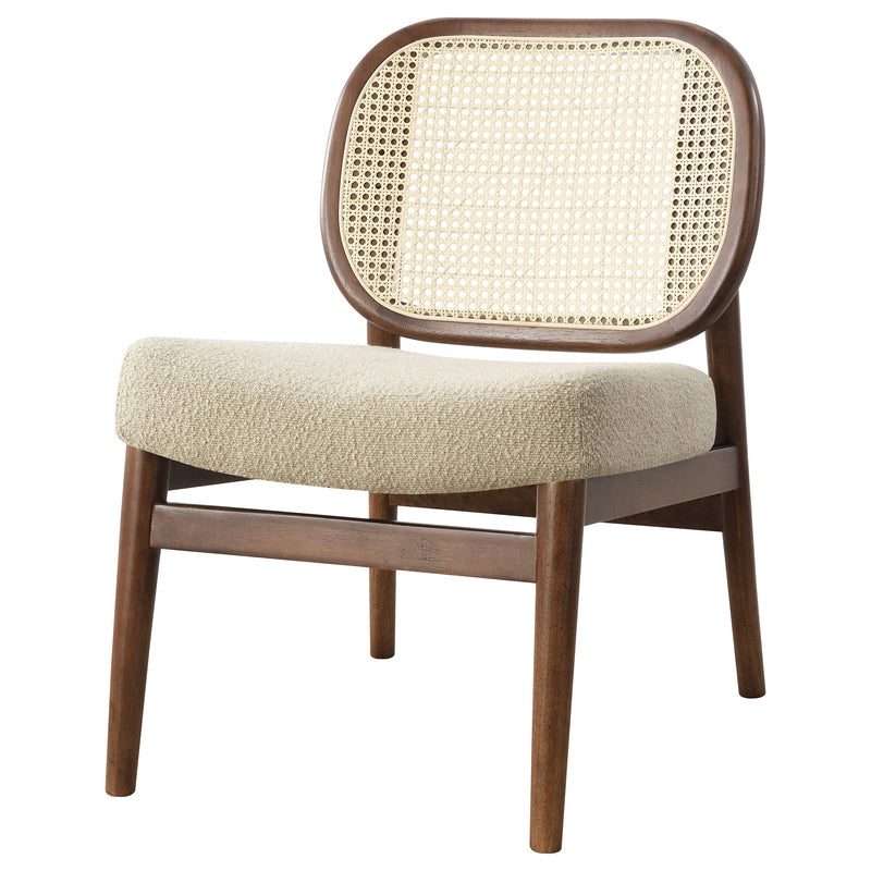 Sillón decorativo Rayo Rattan con respaldo de caña y asiento acolchado