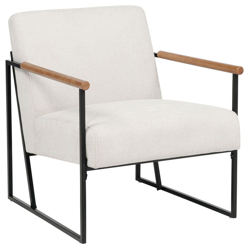 Monsen - Silla decorativa con estructura de metal y tapizado de tela, color marfil