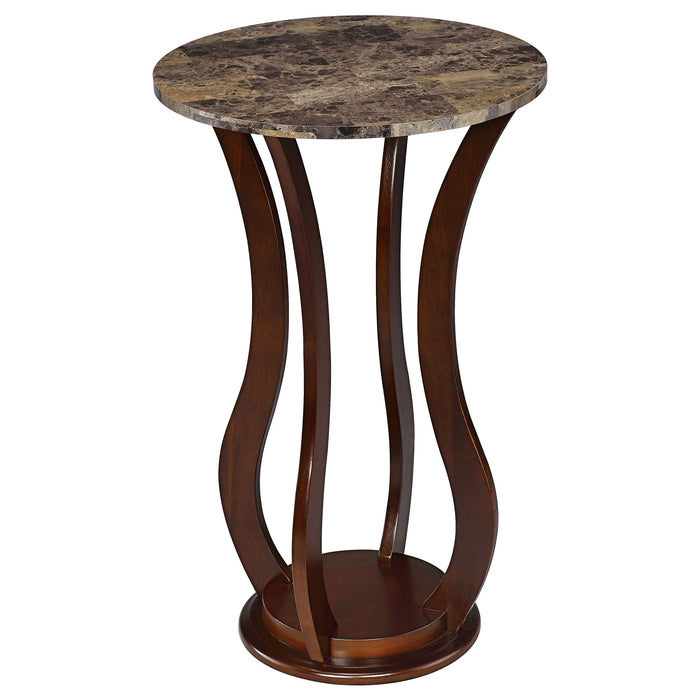 Elton Round Marble Top Accent Table Brown