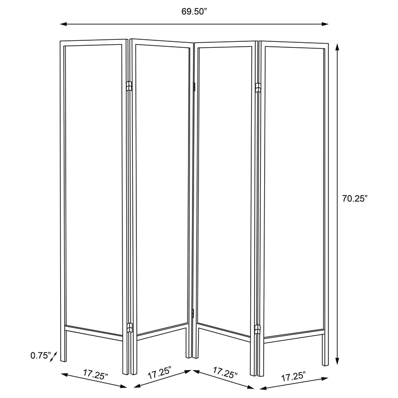 Divisor de ambientes de 4 paneles Haidera, biombo plegable, damasco negro