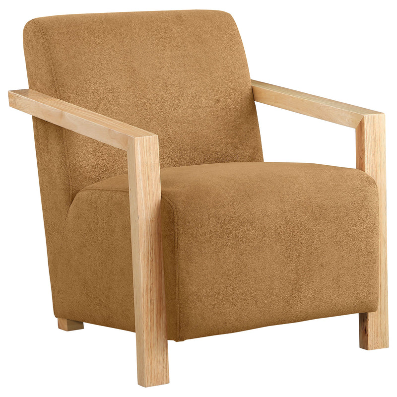 Sillón Diego tapizado con brazos de madera