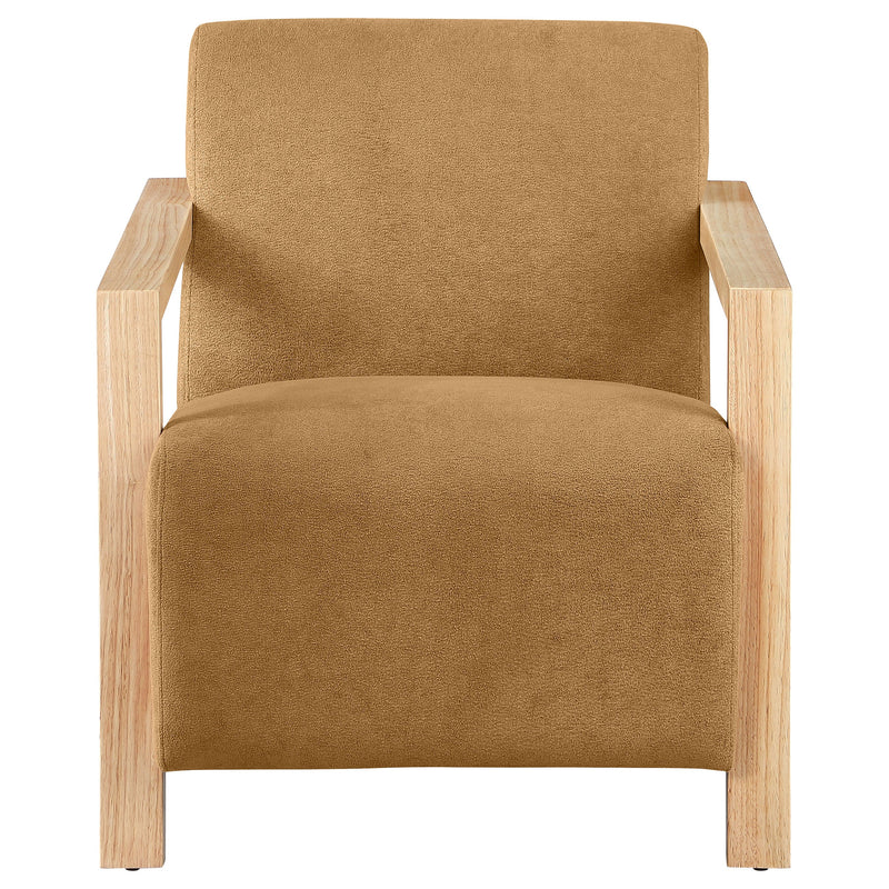 Sillón Diego tapizado con brazos de madera