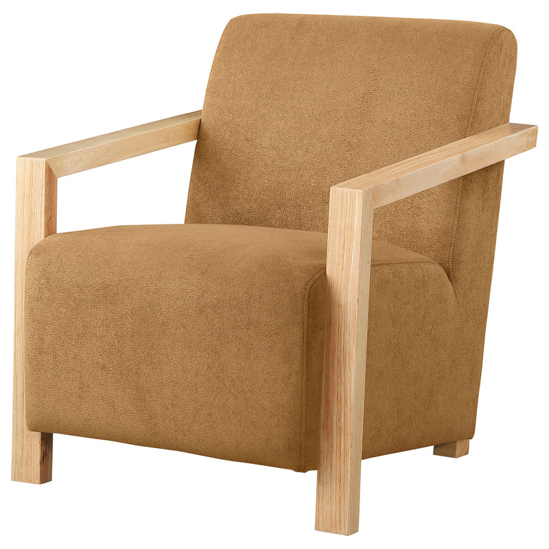Sillón Diego tapizado con brazos de madera