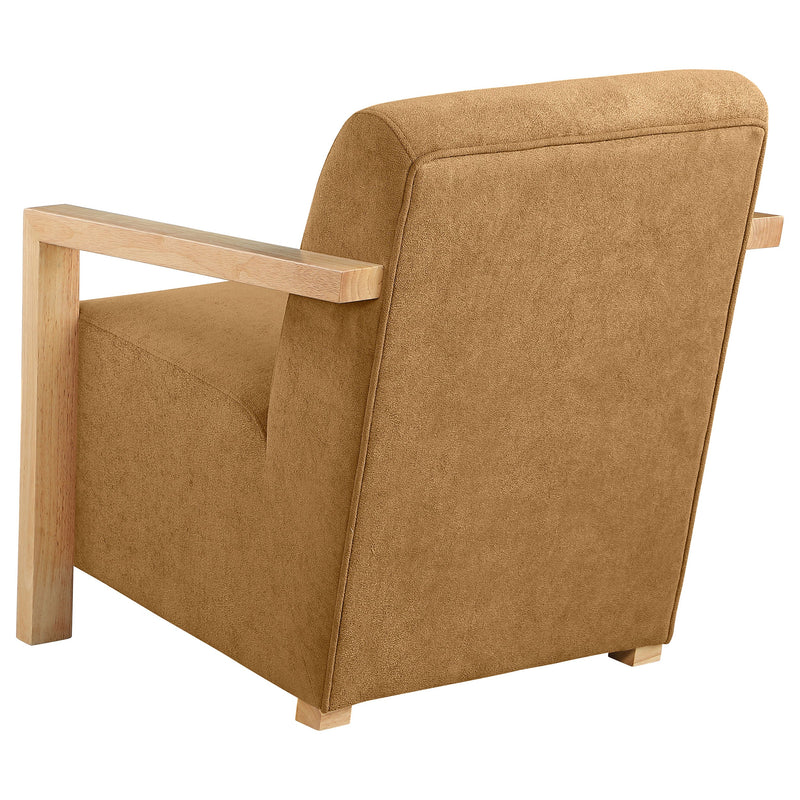 Sillón Diego tapizado con brazos de madera